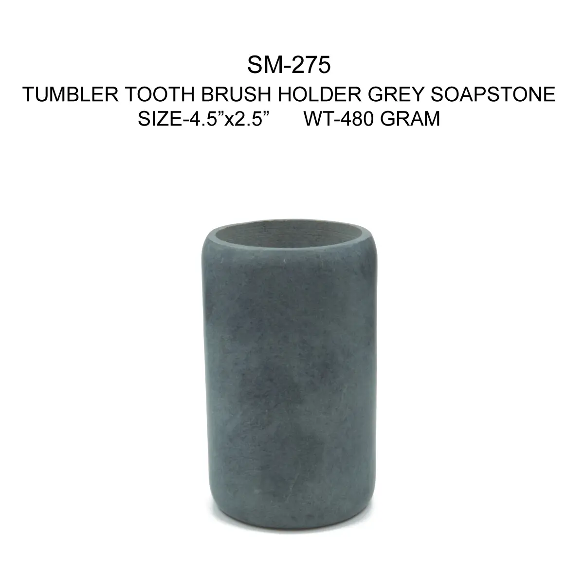 TUMBLER TOOTH BRUSH HOLDER GREY SOAPSTONE